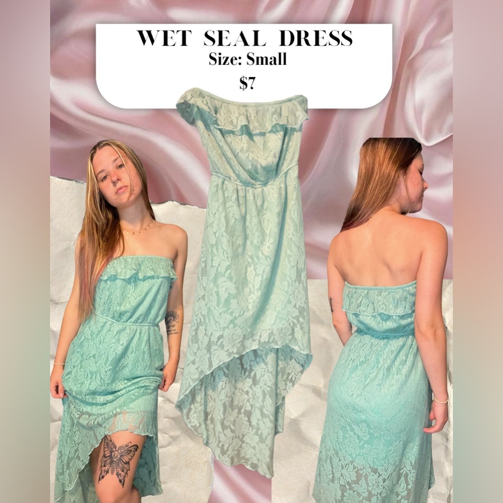Wet Seal Strapless Lace Dress - light blue